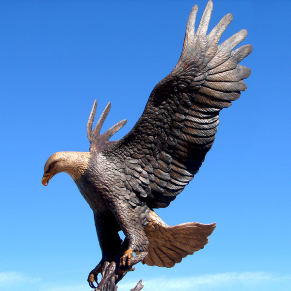 bronze hawk sculpture - bronze eagle sculpture - bronze bird sculpture