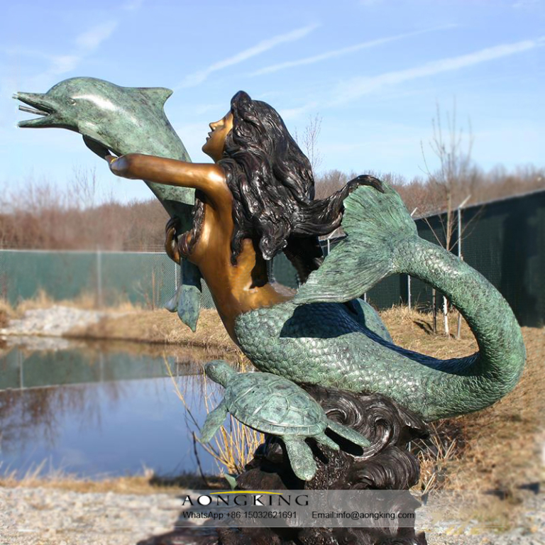 Mermaid Fountain Bronze Statue Garden Art Sculpture