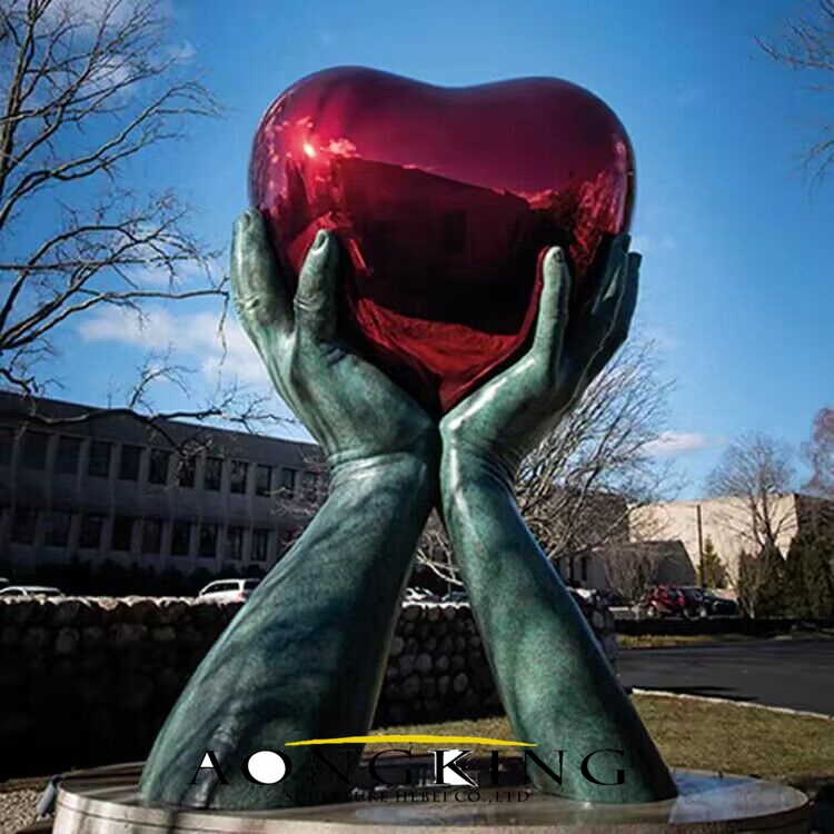 Elements - Metallic Heart Hands Sculpture - Sculptures & Ornaments -  Fishpools